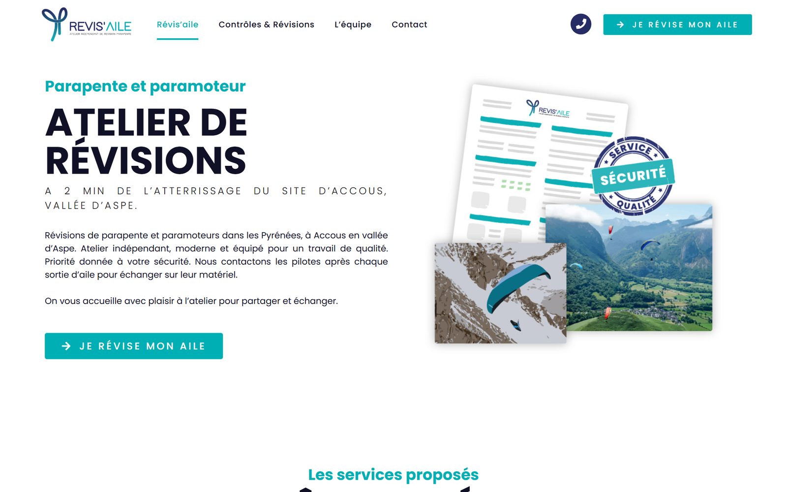 Site web de l'atelier Révis'aile, créé sur mesure par La Fabrik du Web